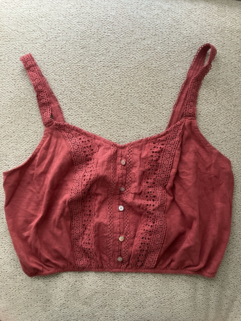 Daisy & Delilah Boho Crop Top Rust Maroon 100% cotton women’s L